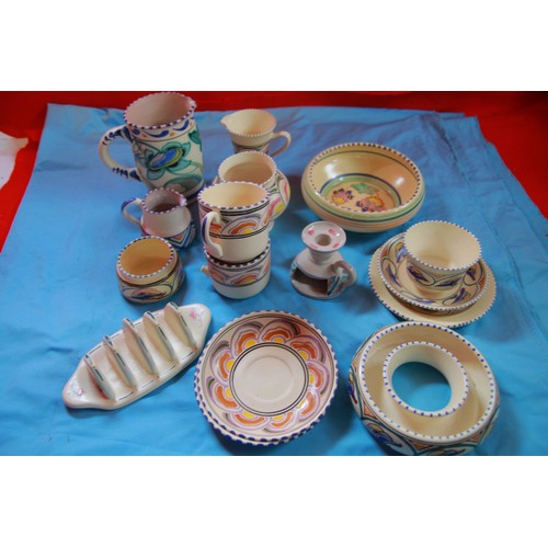 23 - Collard Honiton Jugs ,Bowls ,Cups, Toast rack ,Saucers ,candle holder and other various items.
Some ... 