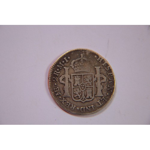 54 - A Carlos III silver 2 Reales 1781, minted in Lima, Peru, some wear to crown on reverse