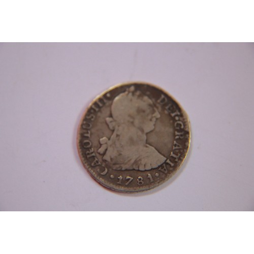 54 - A Carlos III silver 2 Reales 1781, minted in Lima, Peru, some wear to crown on reverse