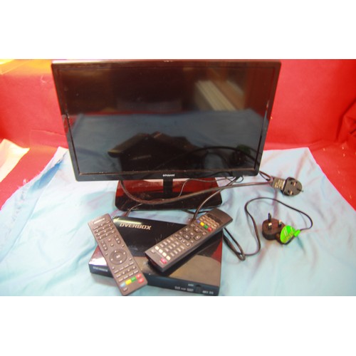 73 - A small flat screen LCD Television set in working order with cables and remote plus a digibox