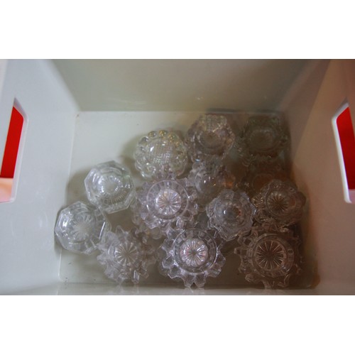 23A - An assortment of 16 clear glass piano isolators, mainly Victorian, ideal as tealight or candle-holde... 