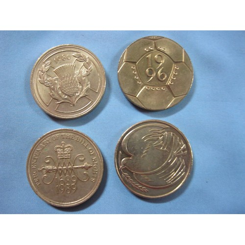 55K - 4 x uni-metallic old-style £2 coins comprising 1986 XIII Commonwealth Games, 1995 Peace Dove, 1996 E... 