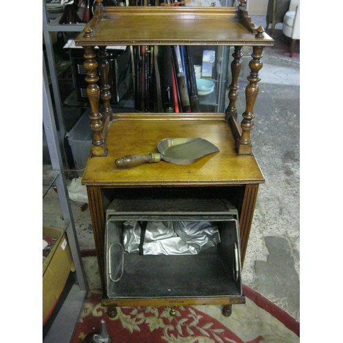 85 - A 'coal scuttle' table with original insert and coal shovel.
Approx 18 inches wide