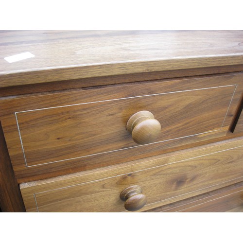 99 - A hand built, hardwood and inlaid chest of drawers, 2 over 3, in excellent condition