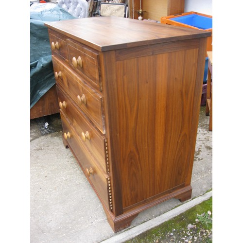 99 - A hand built, hardwood and inlaid chest of drawers, 2 over 3, in excellent condition