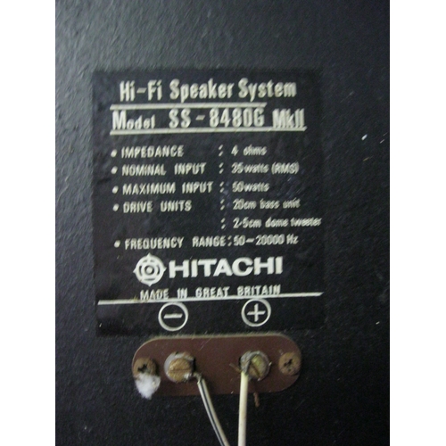 286 - A pair of vintage Hitachi teak cased speakers in good order