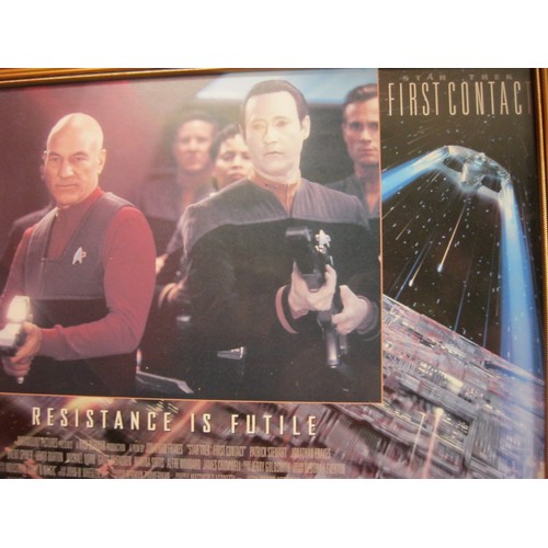 304 - 3 framed and glazed studio promotional pictures for Star Trek Nemesis, including one signed by Alice... 