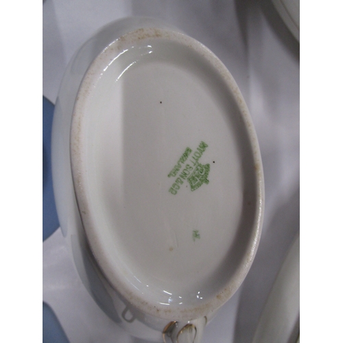 137 - Two Myott and sons oval tureens with lids and a gravy/sauce boat along with three pieces of Wedgwood... 