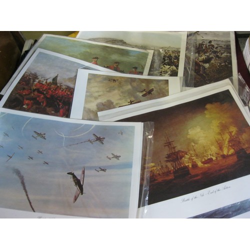 346 - x12 military prints, including the Battle of Britain and a small selection of naval battle prints