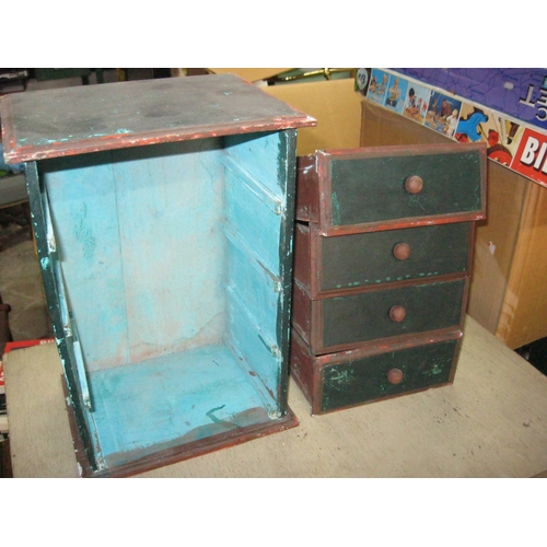 378 - A small antique 4 drawer unit, requires minor work, stands roughly 14