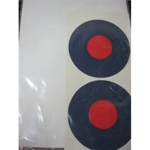 383 - A set of British WW2 decals for a large scale model aircraft, the wing roundels are 5 1/4