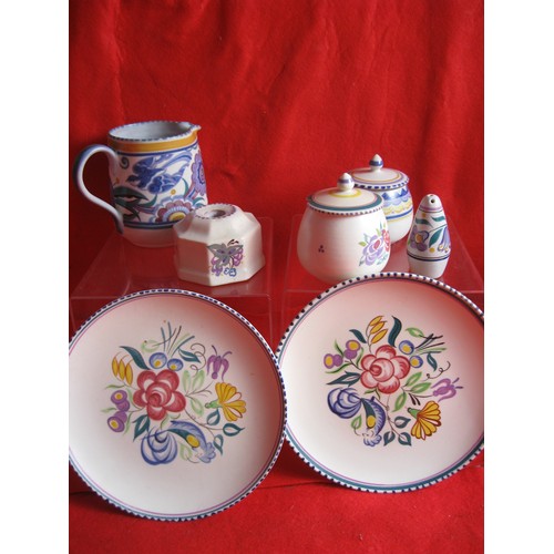 108 - 2 Eight inch traditional Poole Plates along with a TY pattern Pepper pot 2 Jam pots one later Sprig ... 