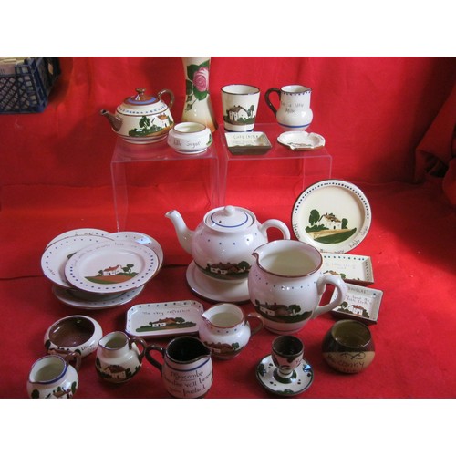 16 - A selection of assorted Mottoware including teapots Jugs plates etc