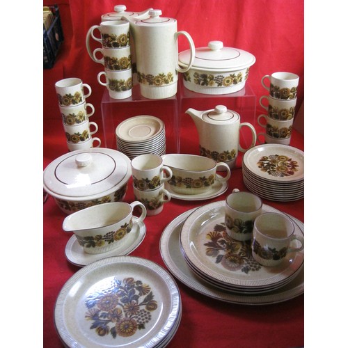 38 - A part Poole Pottery Thistlewood Dinner service to include two Tureens ,two Gravy boats ,cups, sauce... 