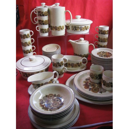 38 - A part Poole Pottery Thistlewood Dinner service to include two Tureens ,two Gravy boats ,cups, sauce... 