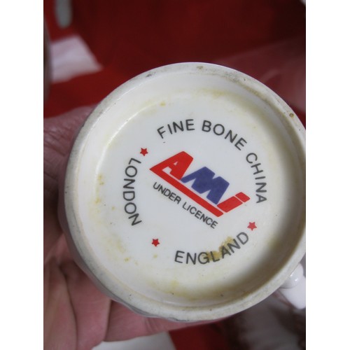 98 - 5 Bone China Vintage AMI pottery Mugs  in used condition but no chips or cracks of any sort along wi... 