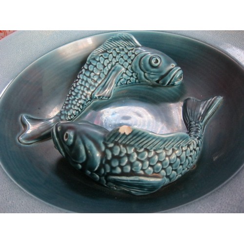 62 - Poole Pottery Alan White Hand thrown Carp bowl  approx. 13 inches across, slight a/f to one fish as ... 