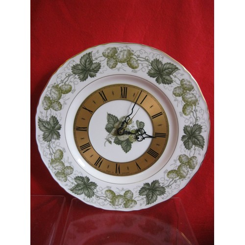 33 - Number two Royal Worcester Hops pattern Clock approx 10 inches across