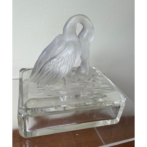 178 - Glass lidded pot - Pelican and Frog.

1918-1938. Tchecoslavaquie etched to the base.  Probably Karl ... 