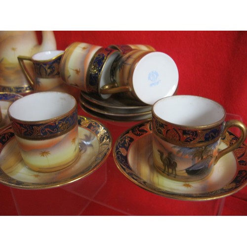 235 - A Noritake Desert Scenes coffee service, excellent condition except for repair to coffee pot lid