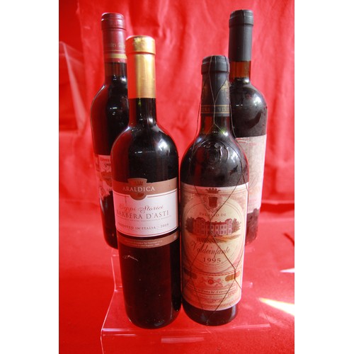 287 - Four bottles of Red wine to include Valdeinfante 1995,Floro Rosso 1996 ,Barbera D'Asti 2008 and a Pe... 