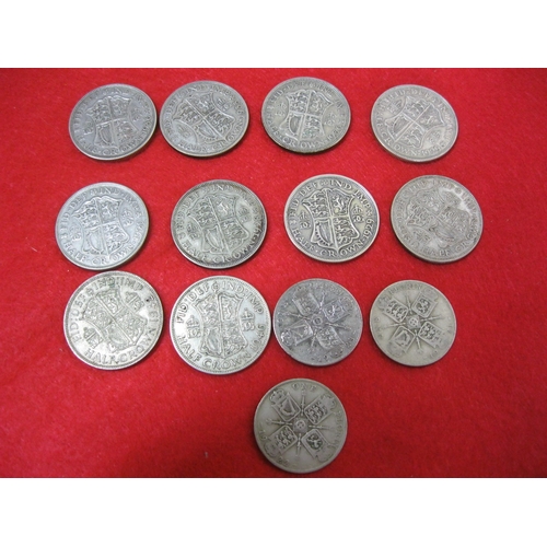 100 - 10 silver half crowns 1928-1946, 8 x George V, 2 x George VI, plus 3 silver florins George V 1921/2/... 