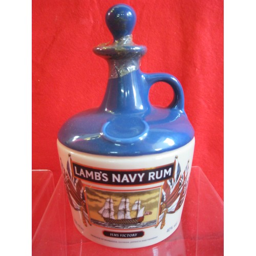 279 - A vintage ceramic 1970s/1980s Sealed HMS Victory Lamb's Navy Rum flagon and contents