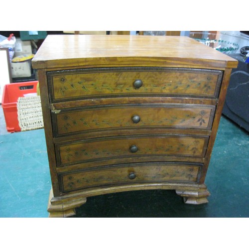 337 - A table-top set of drawers (height approx 12in), veneered finish with inlay on drawers, minor damage... 