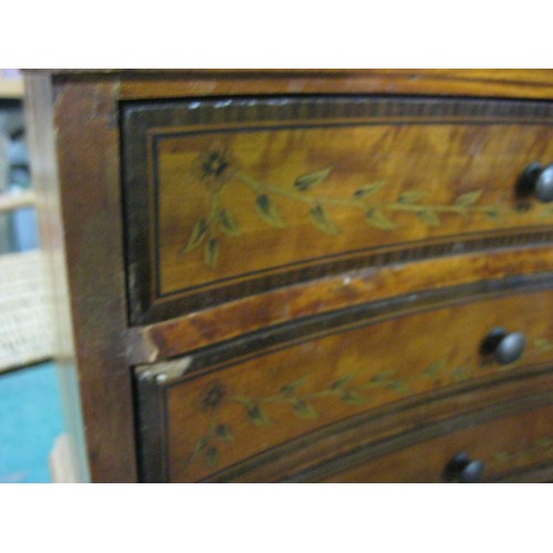 337 - A table-top set of drawers (height approx 12in), veneered finish with inlay on drawers, minor damage... 