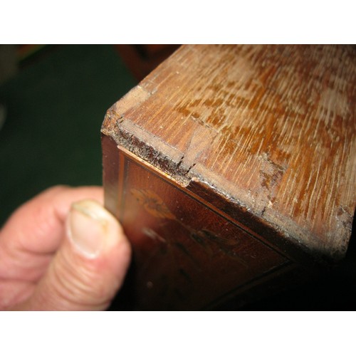 337 - A table-top set of drawers (height approx 12in), veneered finish with inlay on drawers, minor damage... 