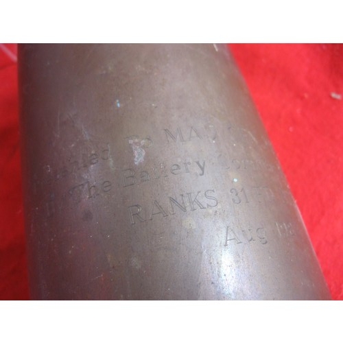 203 - A 155mm shell casing inscribed to Major General Sir Michael Hobbs CBE, formerly commander of the 4th... 