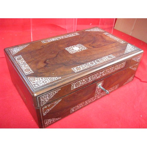 336 - Antique Mother-of-Pearl inlaid wooden stationery box