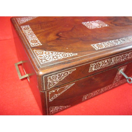 336 - Antique Mother-of-Pearl inlaid wooden stationery box