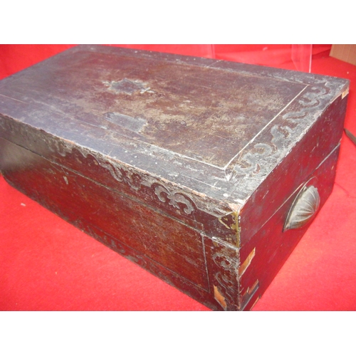 332 - A carved wooden box, presumably at one stage a writing box, no internal fittings