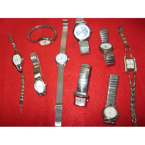 347 - Nine Silver-tone ladies cocktail watches including Rotary, Reflex, Next, Louis Valentin and Bench.  ... 