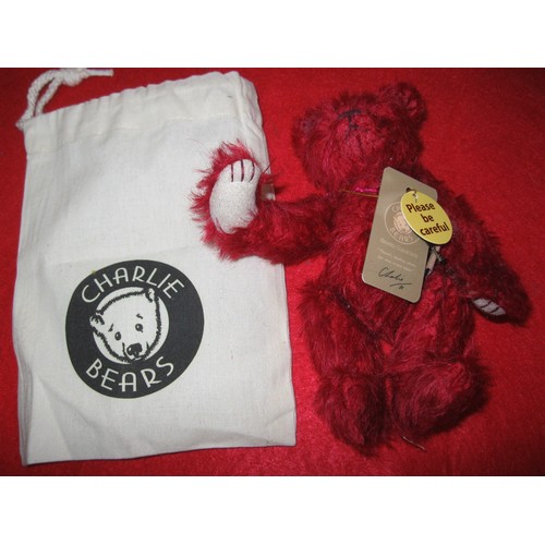 320 - Charlie Bear Minimo Collection - Retired Cherry 6.5in high Mohair with bag