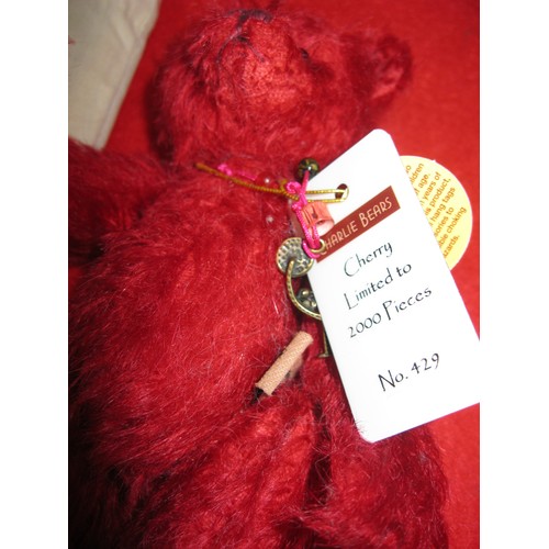 320 - Charlie Bear Minimo Collection - Retired Cherry 6.5in high Mohair with bag