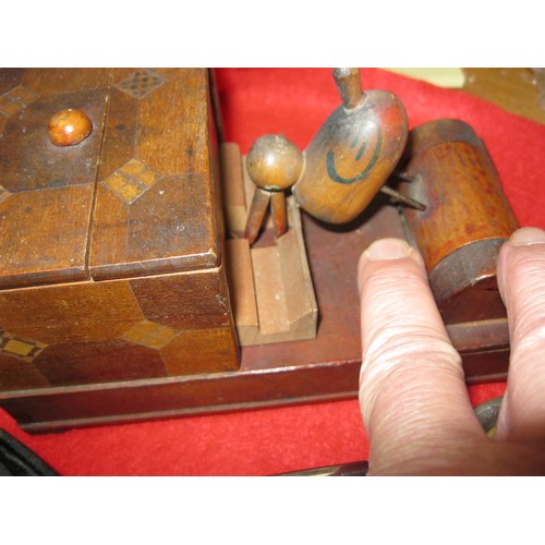 281 - A vintage bird cigarette box, a Ronson lighter, a white metal ashtray and a vintage trivet with iron