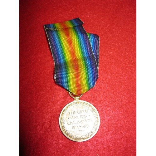 190 - A WW1 Victory Medal inscribed to 28617 Pte F R Damen, KSLI (King's Shropshire Light Infantry), with ... 