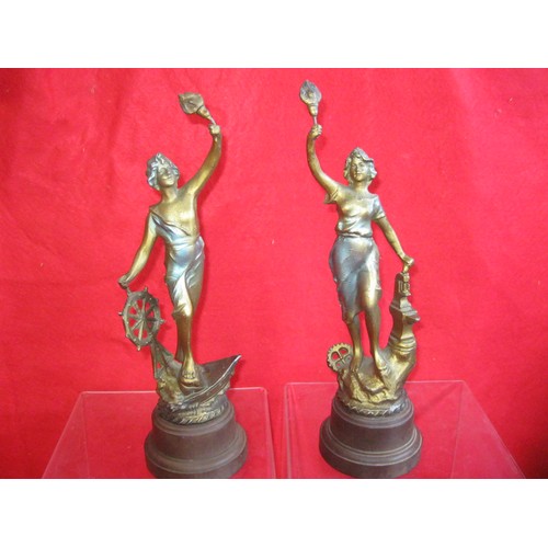 26 - A pair of figures in art deco style on bakelite or lucite bases