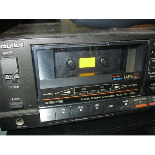 114 - A Technics twin cassette deck from a HiFi stereo seperates unit plus a Panasonic VHS Video Recorder ... 