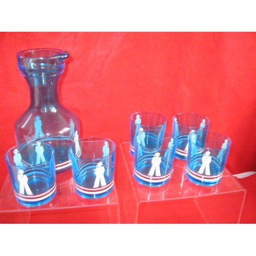 73 - A French wine carafe and 6 glasses