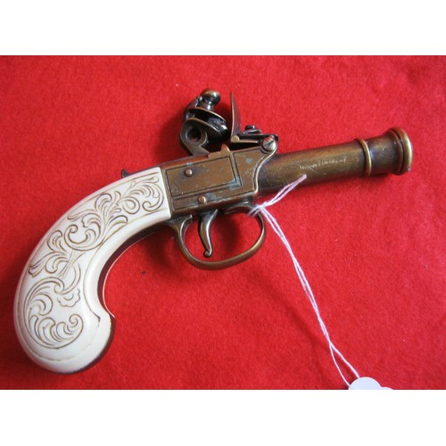 192 - A replica flintlock pistol with cannon barrel, probably by Denix