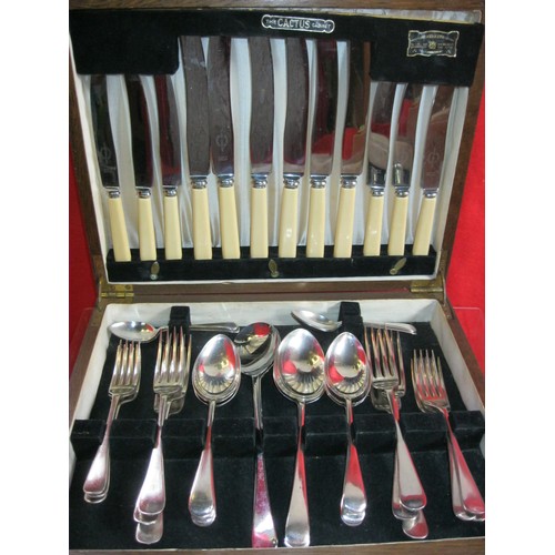 29 - A vintage cased set of Viner's cutlery in apparently unused condition plus two other boxed sets of c... 