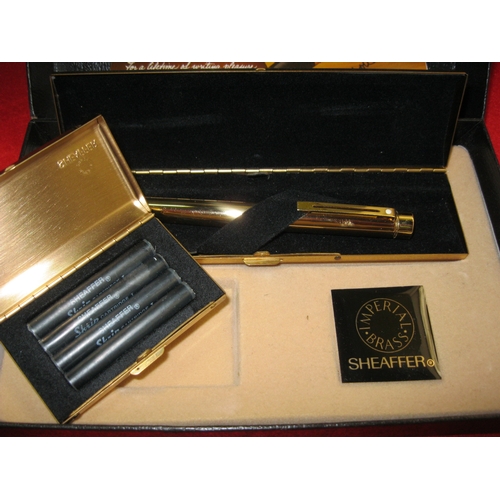 138 - A Shaeffer Targa 1020 Imperial Brass Fountain Pen, boxed, 14k gold had set inlaid nib, beautiful con... 