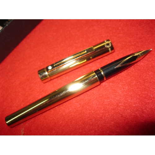 138 - A Shaeffer Targa 1020 Imperial Brass Fountain Pen, boxed, 14k gold had set inlaid nib, beautiful con... 