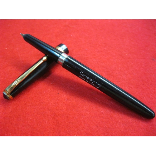 145 - A Conway Stewart 106 'Pressac' fill pen, black, with 14ct gold nib, nice condition, ConWay 106 in wh... 