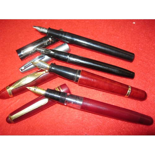 159 - A selection of 4 fountain pens comprising: a Hema 56 with 14ct gold nib; a Creeks n Creeks fountain ... 