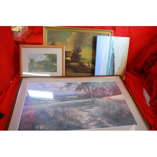 5 - Selection of artwork, including an oil of Swanage