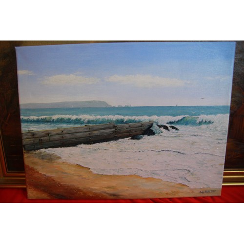 5 - Selection of artwork, including an oil of Swanage